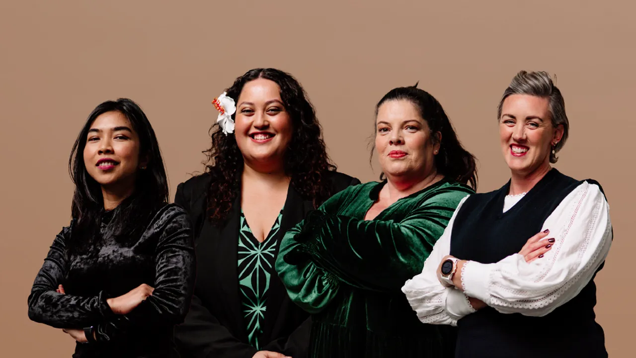 PowerUp 1.0 web banner with four leading women