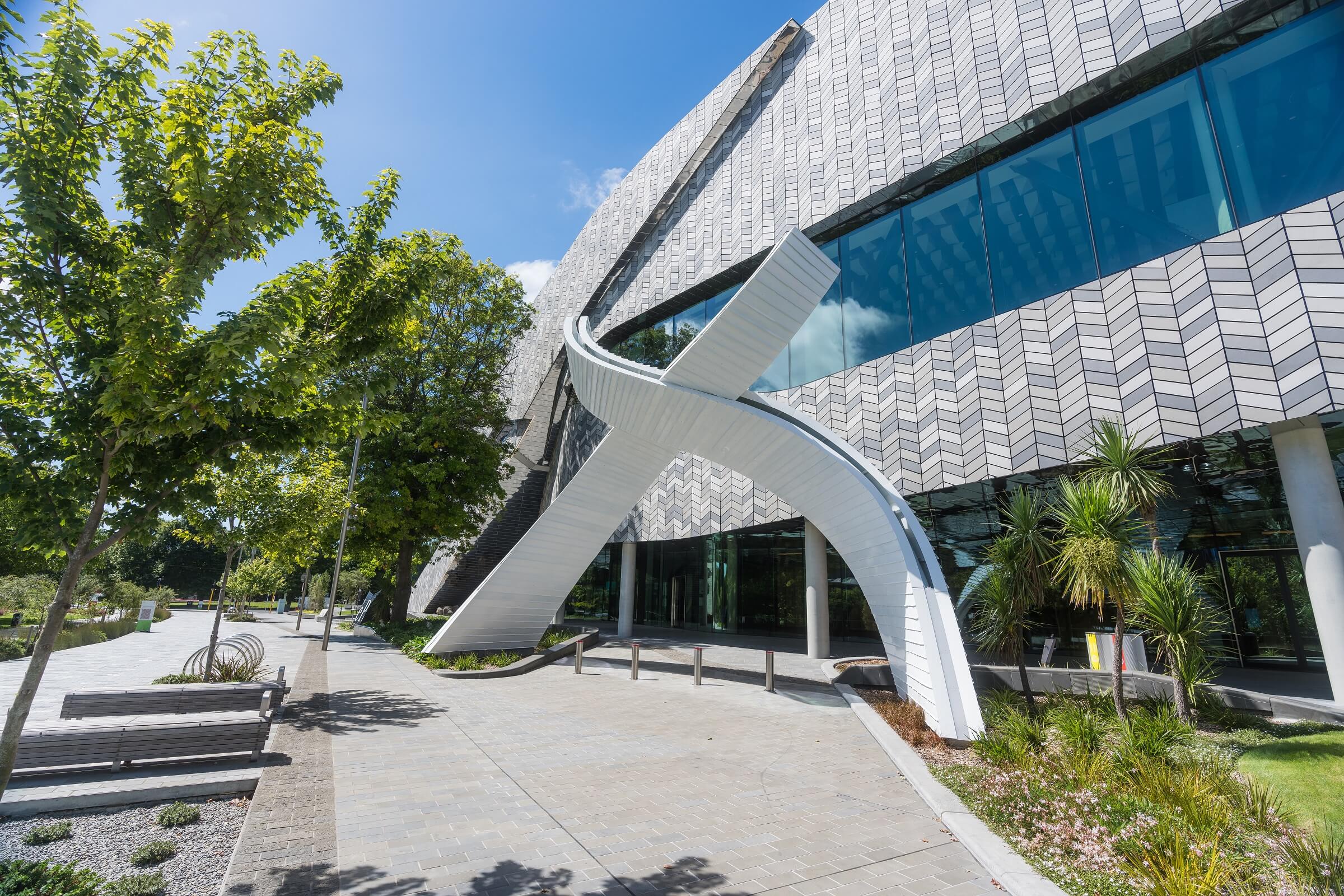 View of Te Pae Christchurch entrance and ceremonial arch