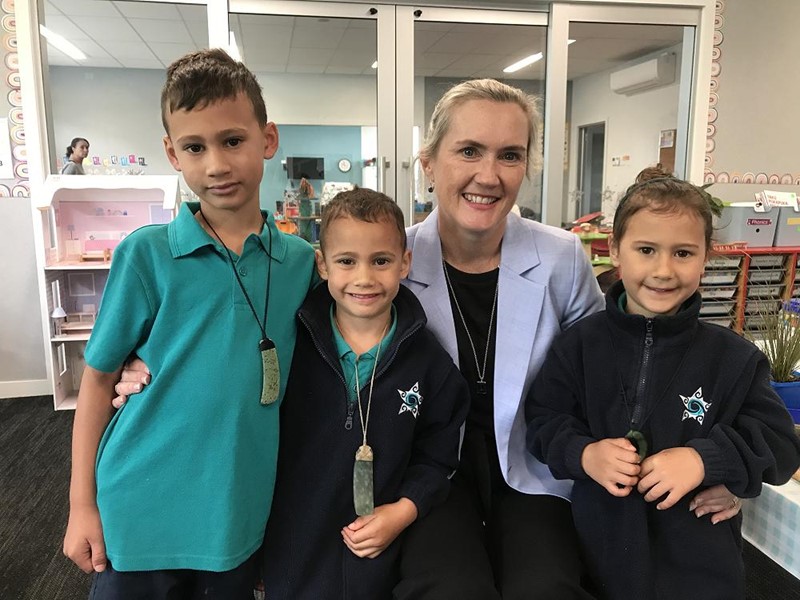 Merrin School Principal with Students